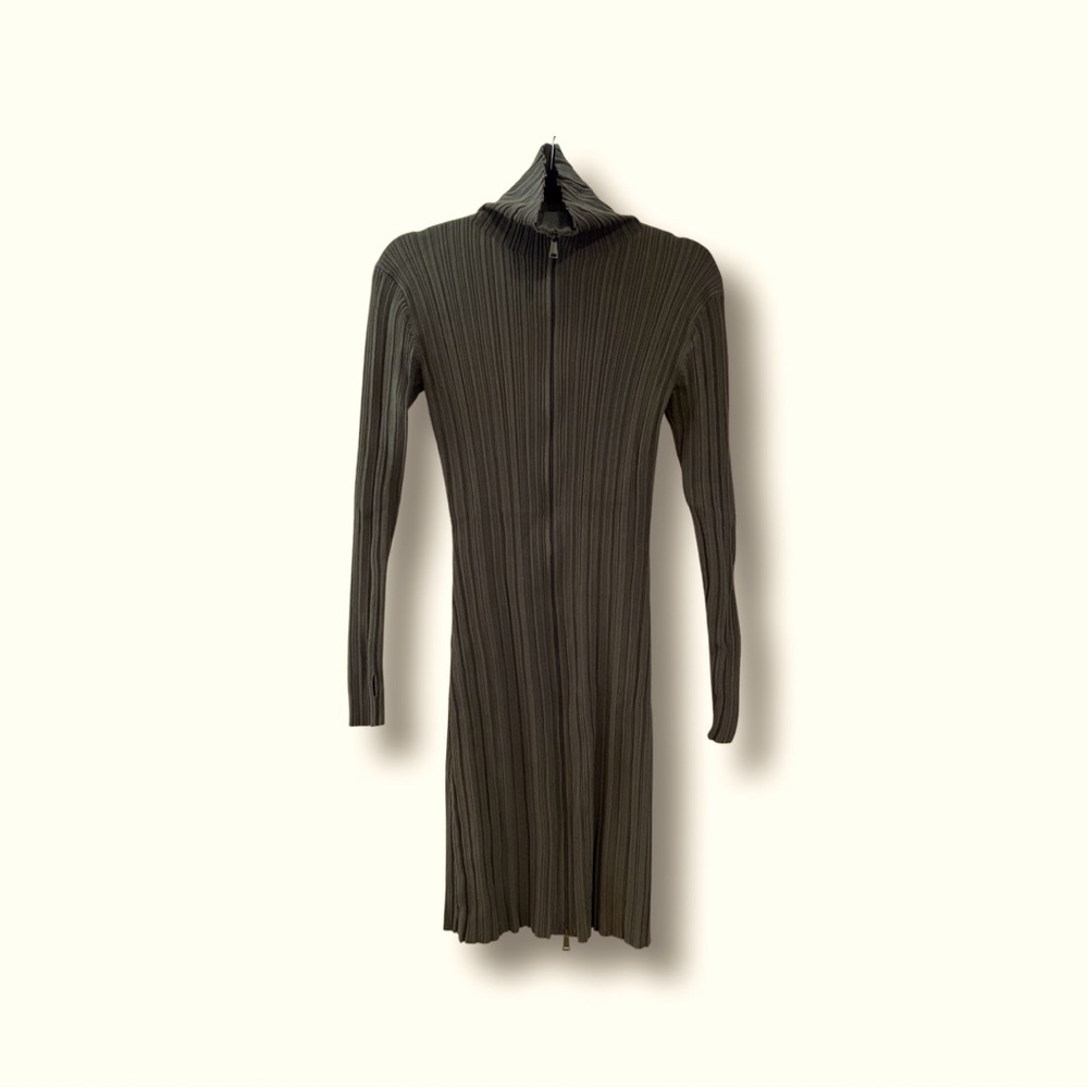 H&M Ribbed Zipped Front Midi Dress